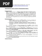 Download Business Analyst Sample Resume for Pharmaceutical companies by Futurethoughts SN39686736 doc pdf