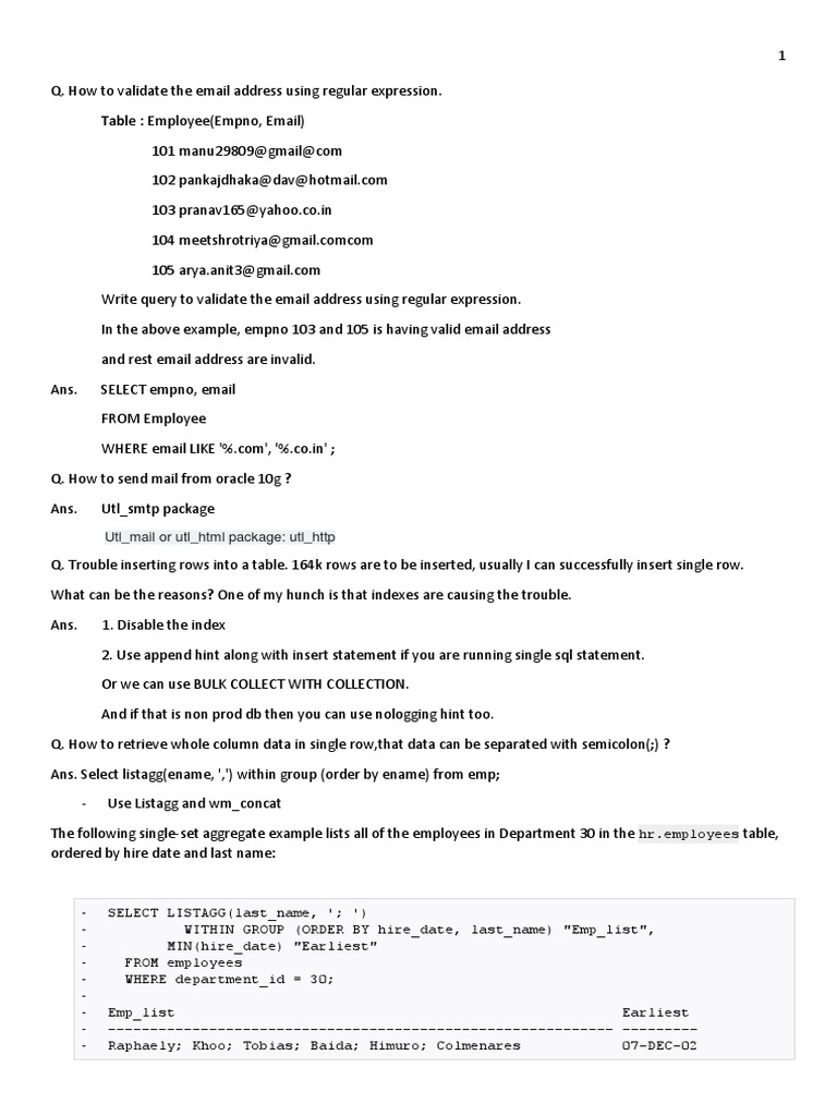 Table Employee (Empno, Email) Utl Mail or Utl HTML Package Utl HTTP Download Free