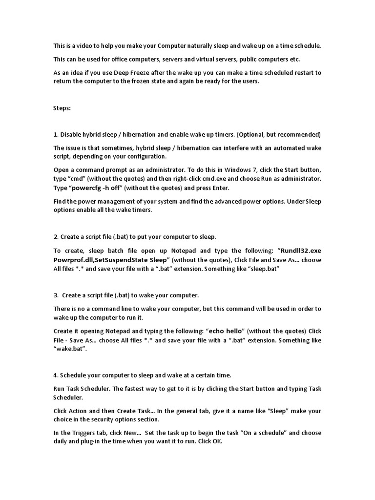 Sleep And Wake Up Pdf System Software Software