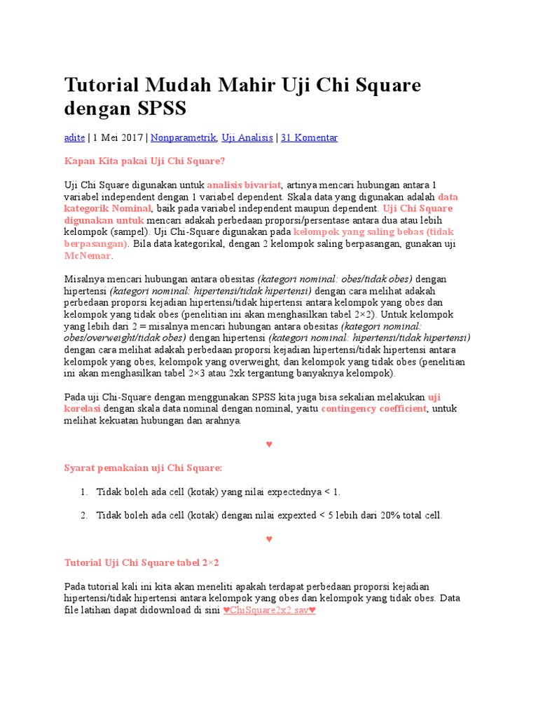 Cara Baca Tabel 2x2 Chi Square