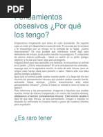 Pensamientos Obsesivos ¿Por Que- Los Tengo