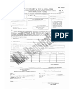 M.A Registration Form Karachi University