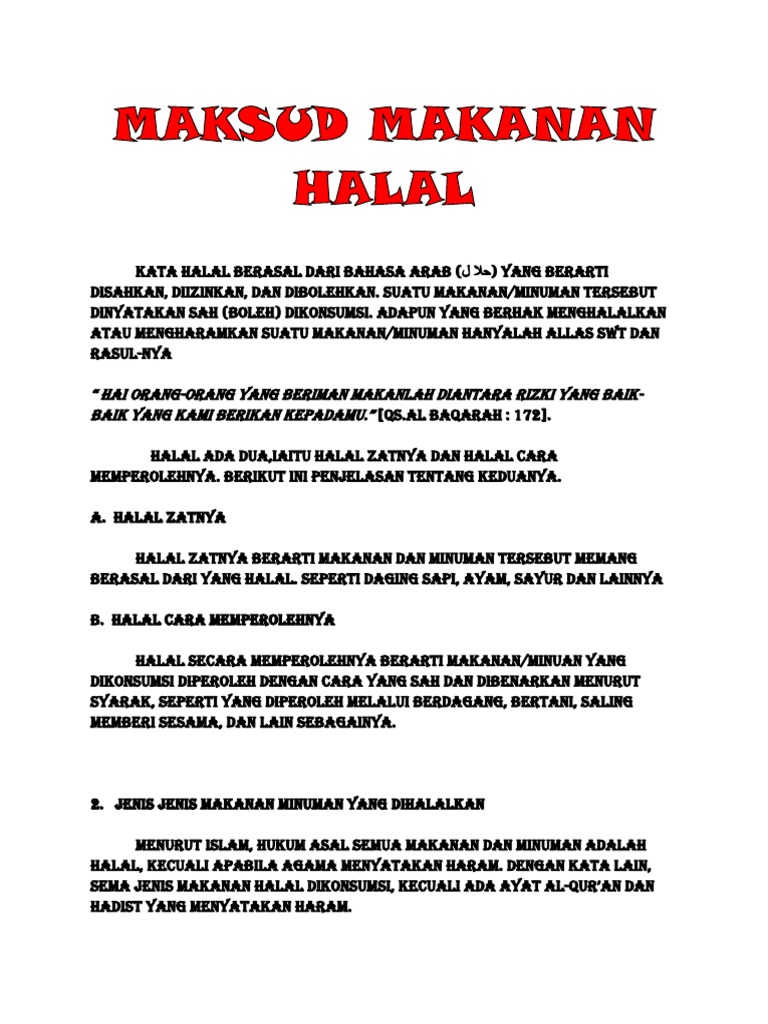 Maksud Makanan Halal Pdf