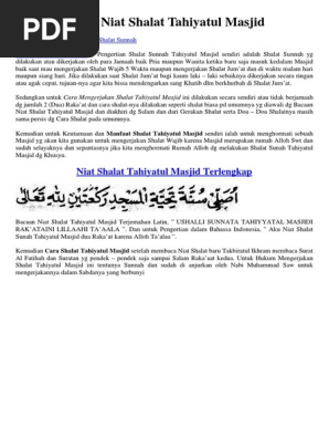 Tata Cara Dan Niat Shalat Tahiyatul Masjid