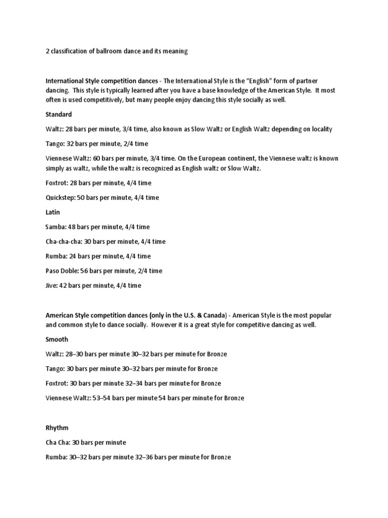 2 Classification of Ballroom Dance and Its Meaning PDF Ballroom