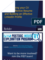 Transforming Your CV Into An Effective Resume and Building An Effective Linkedin Profile