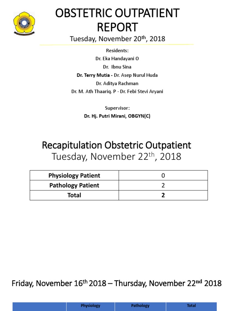 Obstetric Outpatient Report Mut 22.11.18 | PDF | Pregnancy | Childbirth
