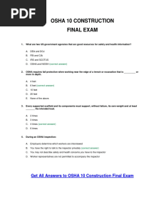 OSHA 10 Construction Final Exam Answer Key