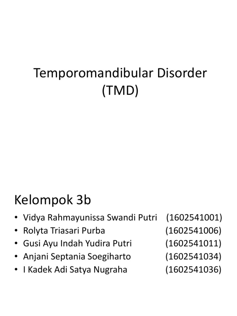 Temporomandibular Disorder (TMD) | PDF