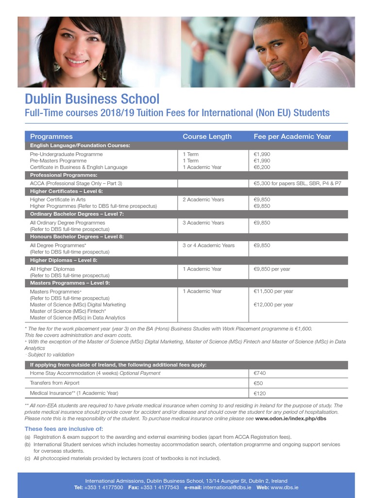 DBS International Fees Ireland PDF Master Of Science Fee
