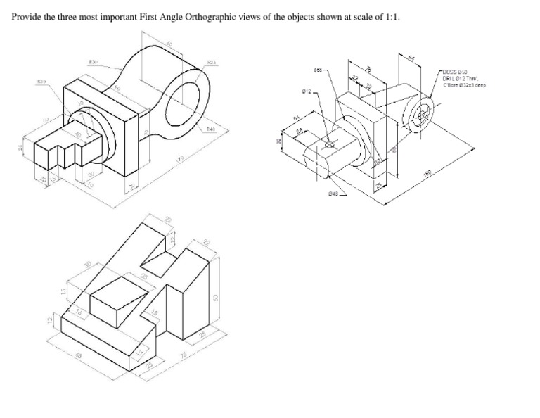 First Angle Orthographic Views Guide | PDF