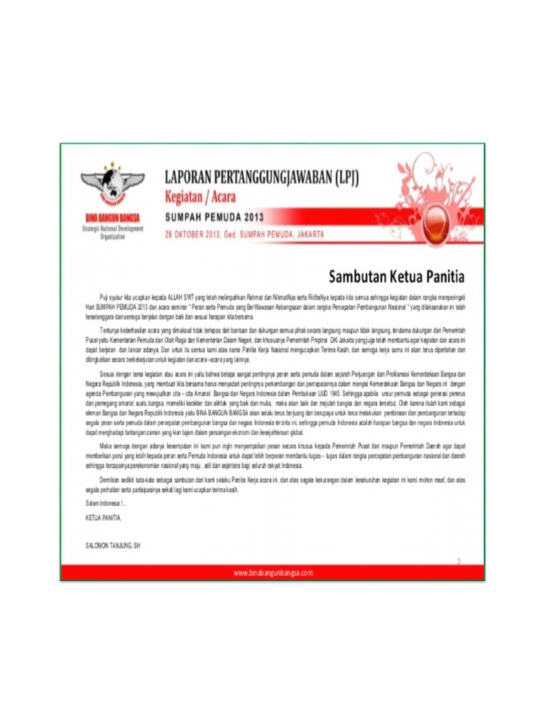 Contoh Kata Sambutan Acara Pemuda