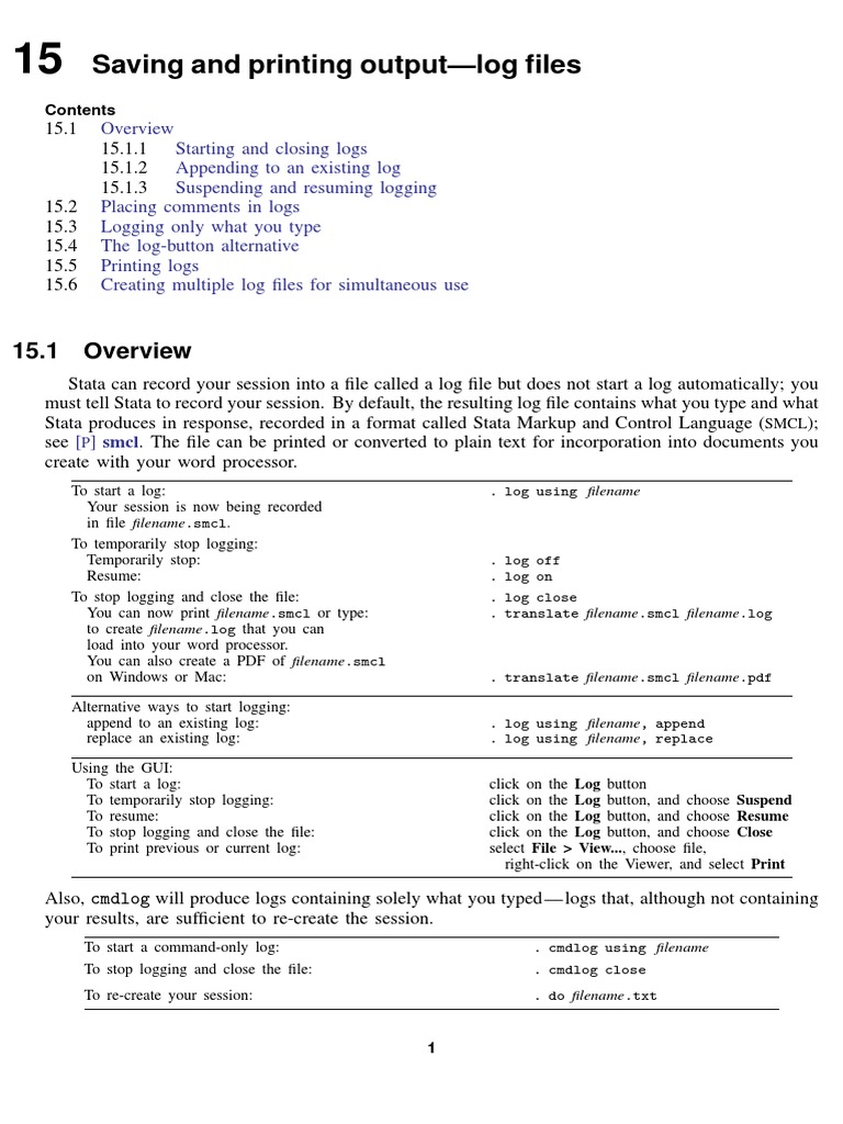 Stata Log File Management Guide | PDF
