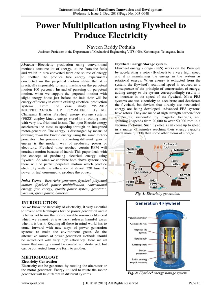 Power Multiplication Using Flywheel To Produce Electricity PDF