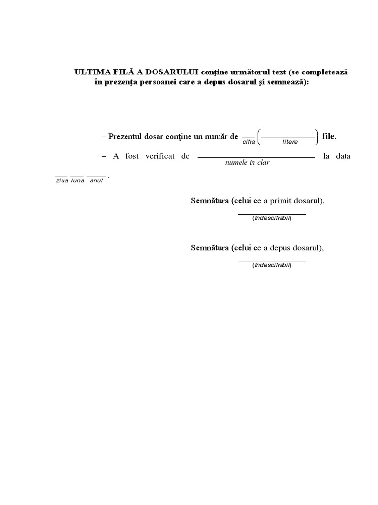 Ultima Fila A Dosarului PDF | PDF