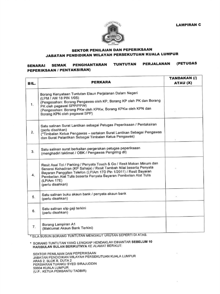 Senarai Semak Tuntutan Perjalanan  PDF