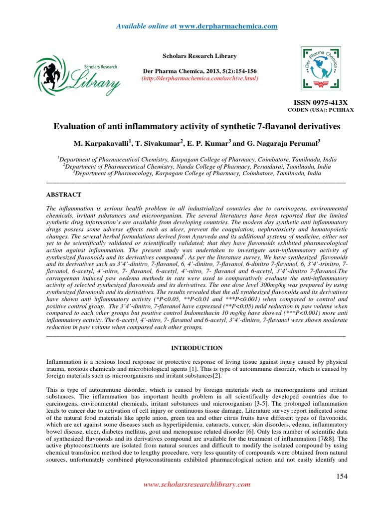 Anti-Inflammatory Activity of Flavonoids | PDF | Inflammation | Flavonoid