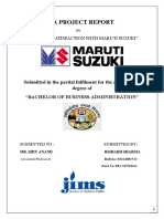 A Project Report: Consumer Satisfaction With Maruti Suzuki"