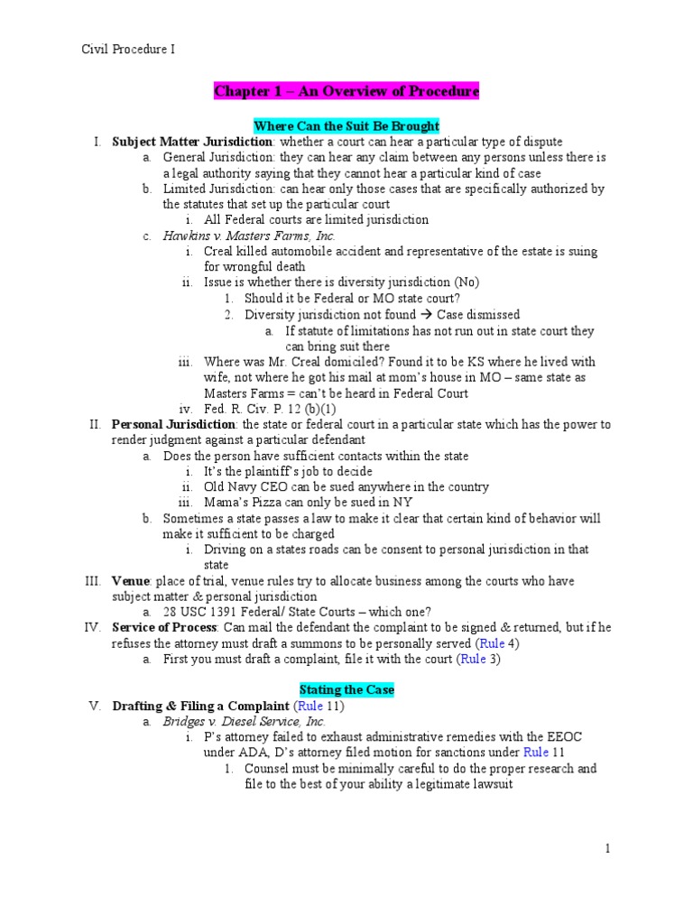 Overview of Civil Procedure Basics | PDF | Collateral Estoppel | Res ...