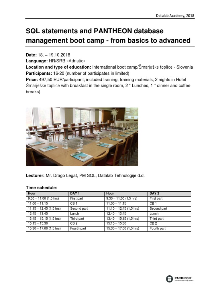 SQL Statements PANTHEON Database Management 18-19-10 2018 Guidelines | PDF