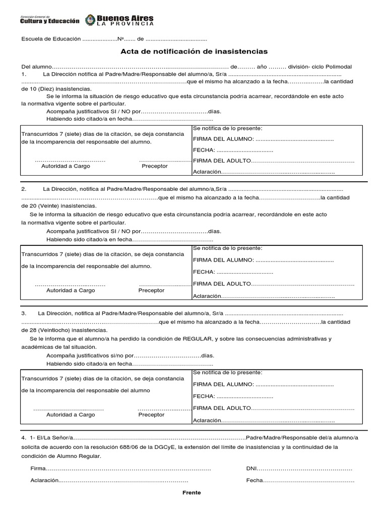 Acta de Inasistencia | PDF | Agitación | Violencia