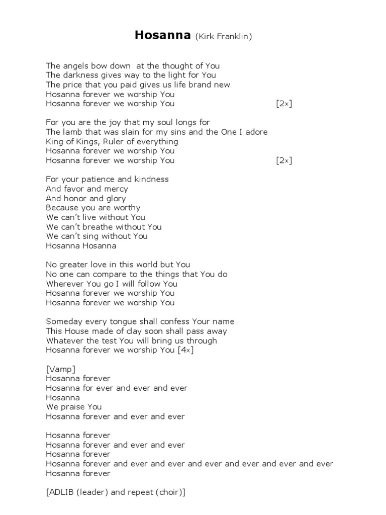 Hosanna Kirk Franklin Worship