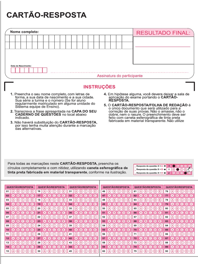 Modelo Cartão Resposta PDF | PDF