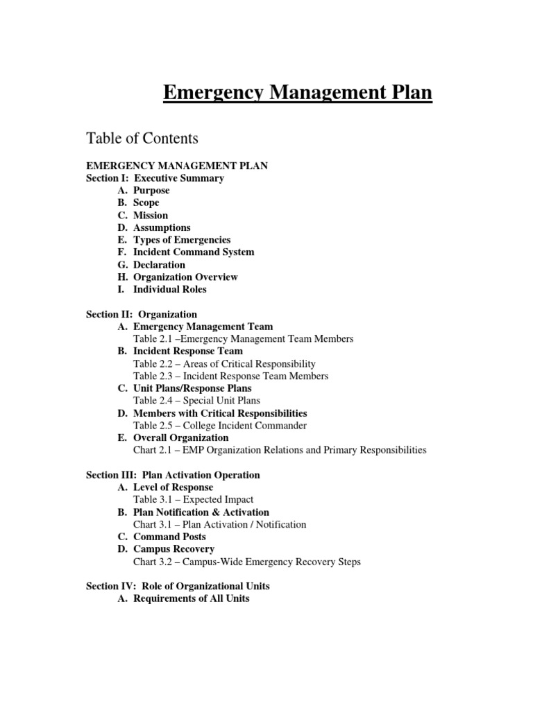 Emergency Management Plan Overview | PDF | Incident Command System ...
