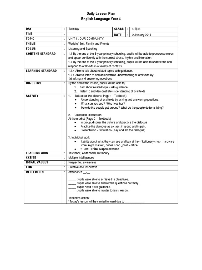 L&S Lesson Plan Reading Comprehension