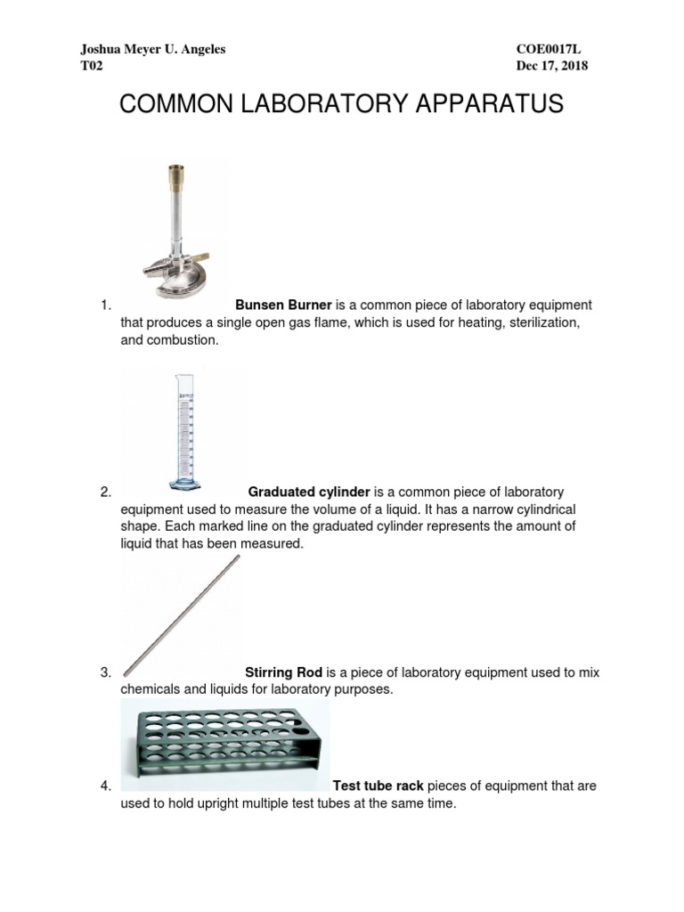 Common Laboratory Equipment and Their Uses PDF Laboratory Equipment