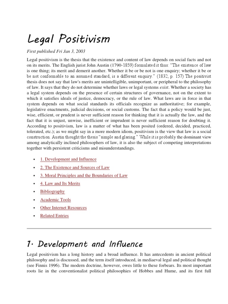 Legal Positivism: 1. Development and Influence | PDF | Jurisprudence ...