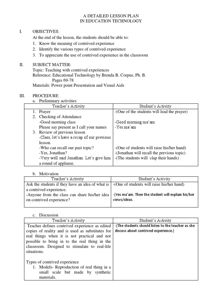 Technology In Education Lesson Plan