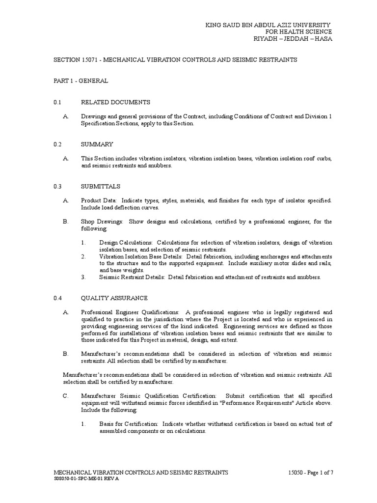 Seismic Restraints for Mechanical Equipment | PDF | Screw | Pipe (Fluid ...