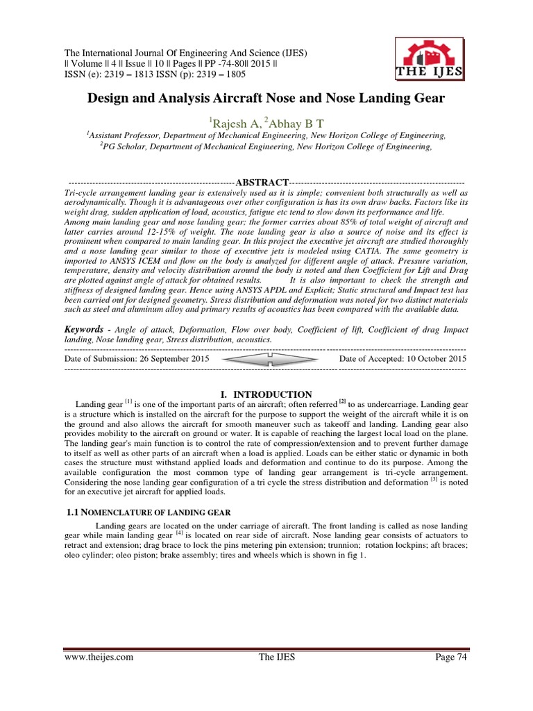 Design and Analysis of Nose Landing Gear | PDF | Landing Gear ...