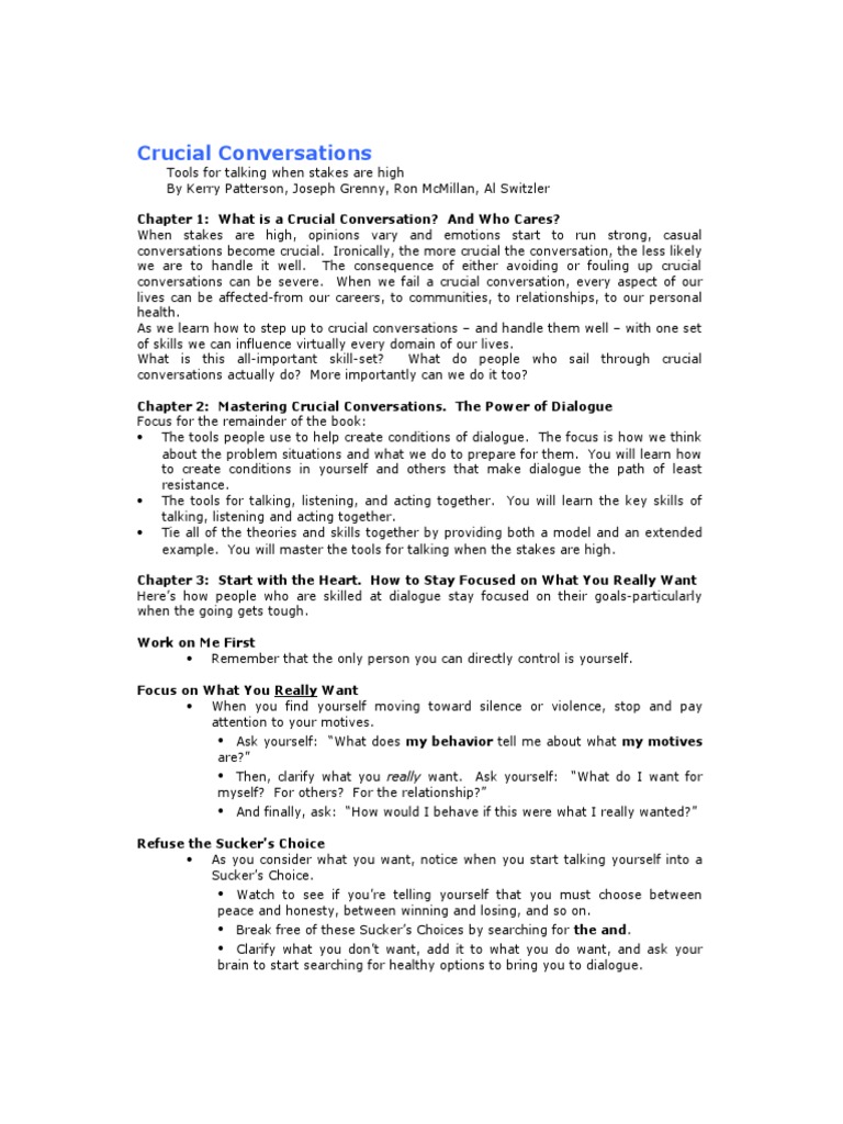 Mastering Crucial Conversations Skills | PDF | Conversation | Emotions