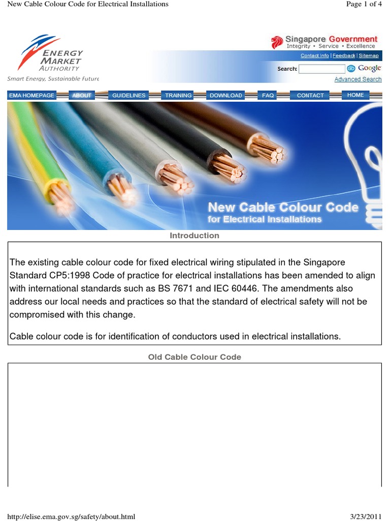 SG Cable Colour Code Changes PDF Electrical Wiring Manufactured Goods