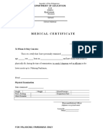 Medical Certificate: Department of Education