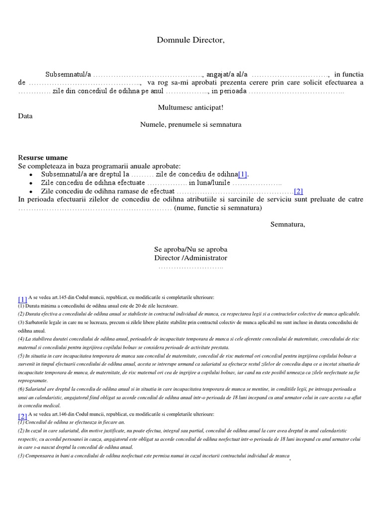 Cerere Concediu | PDF