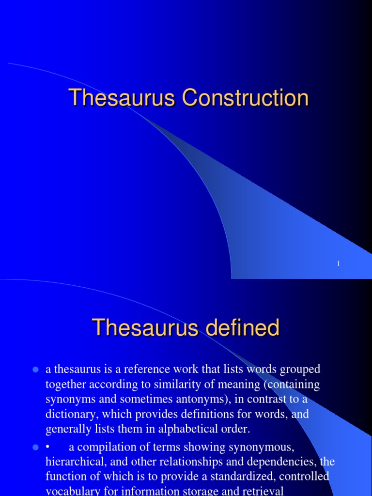 Thesaurus Construction PDF Lexicology Cognitive Science
