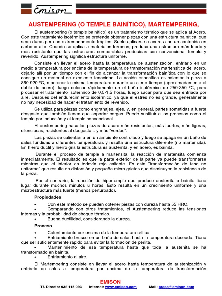 Tratamientos Térmicos: Austempering y Martempering | PDF | Acero | Rieles