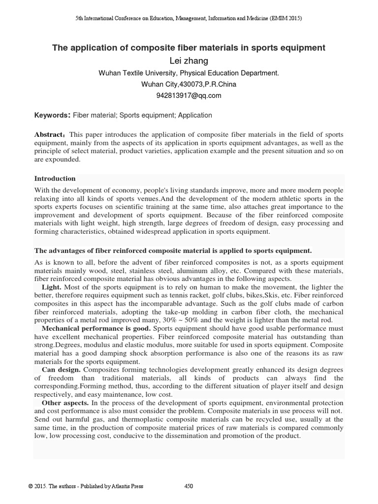 The Application of Composite Fiber Materials in Sports Equipment PDF