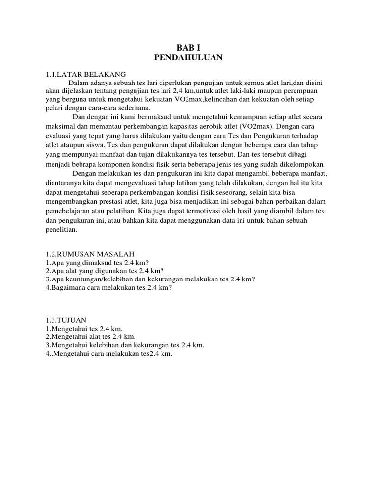 Makalah Lari 12 Menit Kebugaran Jasmani