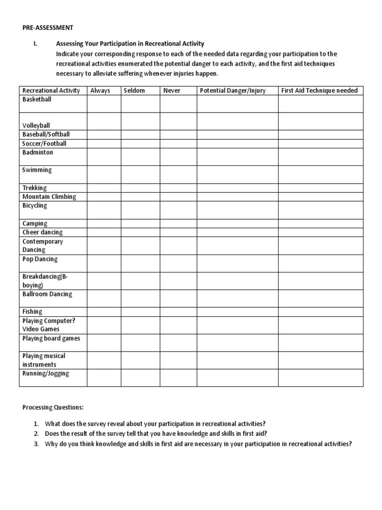 PRE Assessment P.E10 | PDF