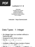 Lecture 3+4 Data Types