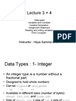 Lecture 3+4 Data Types