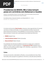 Presidentes Do BNDES, BB e Caixa Tomam Posse Em Cerimônia Com Bolsonaro e Guedes _ Economia _ G1