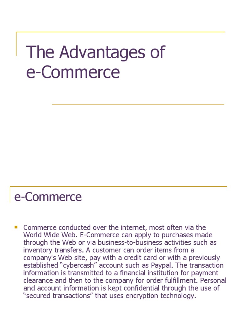 Benefits of e-Commerce Explained | PDF | E Commerce | Marketing