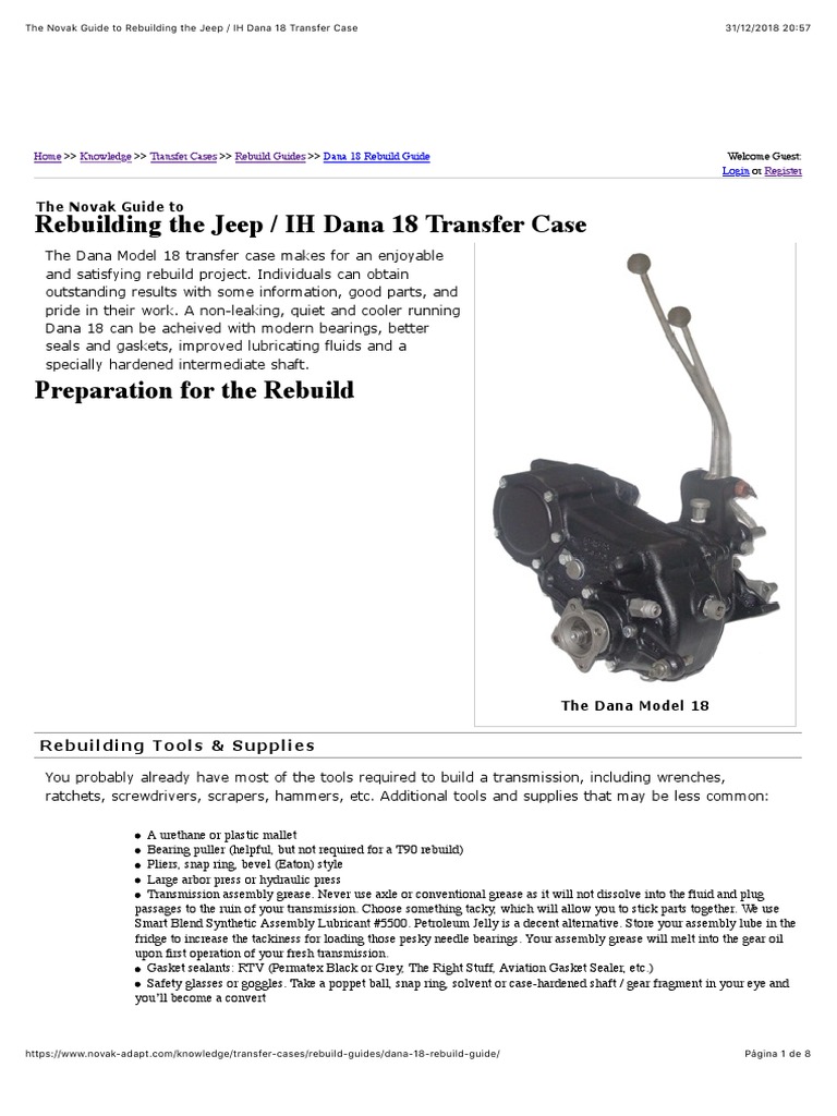 The Novak Guide to Rebuilding the Jeep IH Dana 18 Transfer Case