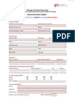 Application Form: Manager Training Programme