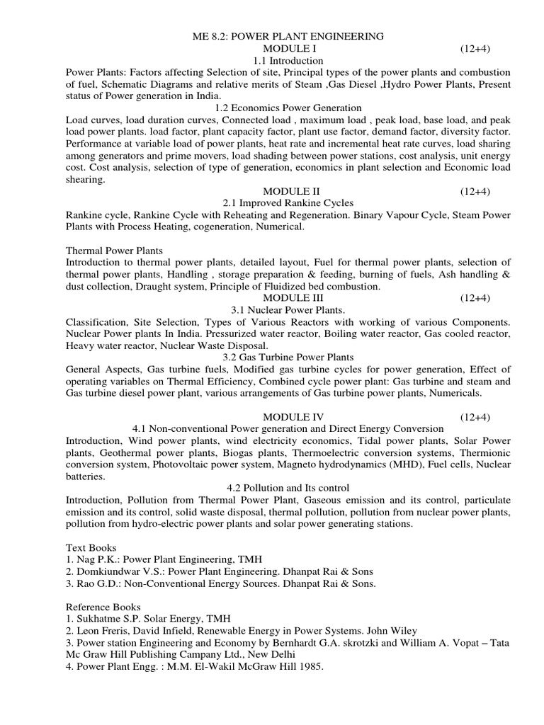 Ppe Syllabus PDF Power Station Electricity Generation
